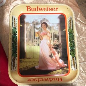 1982 Collective “Bud Girl” metal serving tray